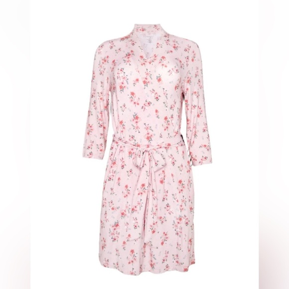 Posh Peanut Women's Bamboo Maternity Robe Vintage Pink Rose - Picture 1 of 8